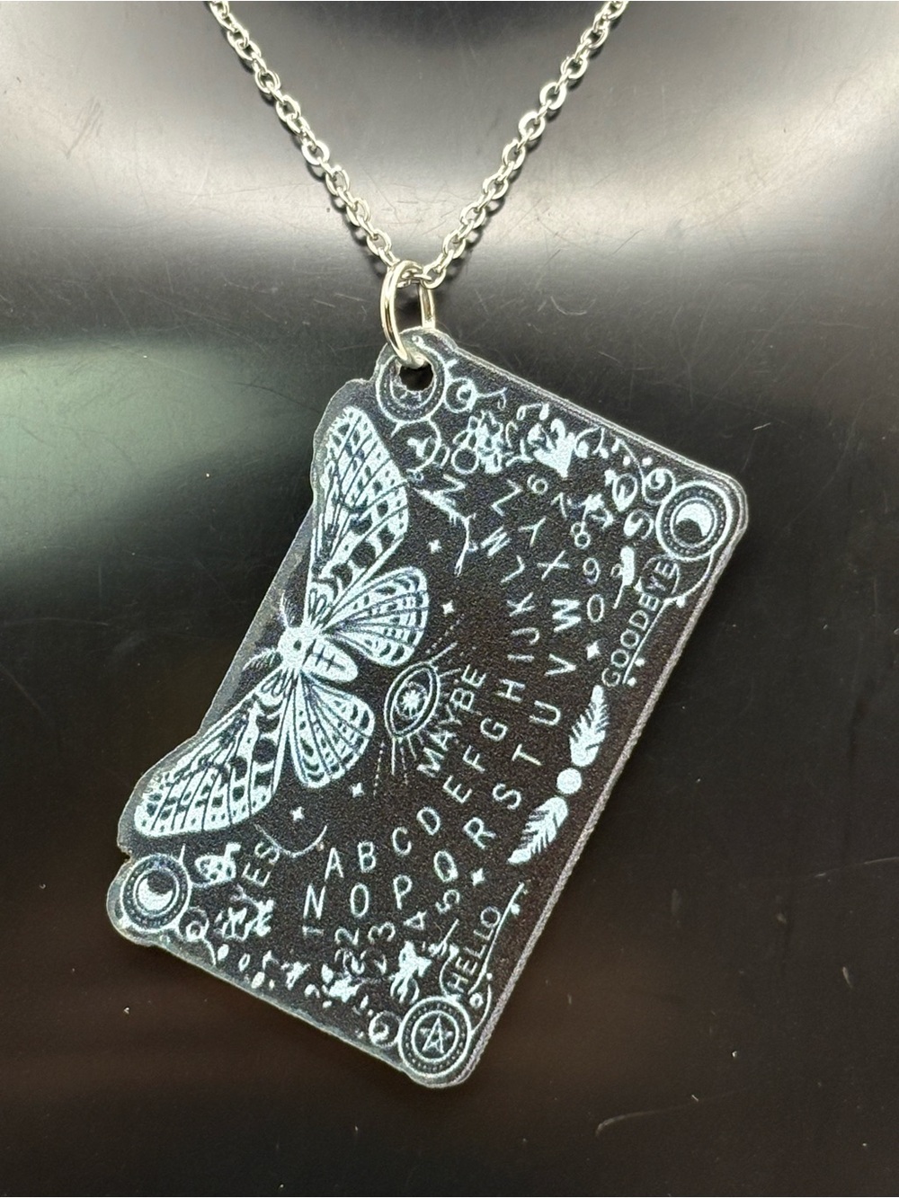 Spirit Board Moth Necklace Witchy Gothic Ouija